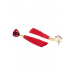 Gold Plated Designer Red Geometrical Tassel Earrings 9702