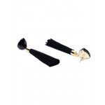 Gold Plated Designer Black Geometrical Tassel Earrings 9703