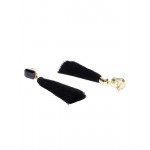Gold Plated Designer Black Geometrical Tassel Earrings 9707