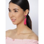 Gold Plated Designer Pink Geometrical Tassel Earrings 9711