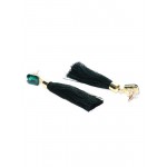 Gold Plated Designer Green Geometrical Tassel Earrings 9712