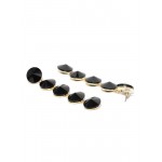 Gold Plated Geometrical Black Long Drop Earrings 9735