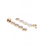 Gold Plated Geometrical Beige Long Drop Earrings 9736