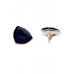 Navy Blue Gold-Plated Contemporary Stone Studs 9817