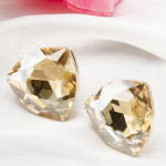 Gold-Plated Beige Oversized Studs 9819