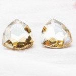 Gold-Plated Beige Oversized Studs 9819