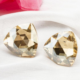 Gold-Plated Beige Oversized Studs 9819