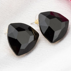 Black Gold-Plated Triangular Studs 9820