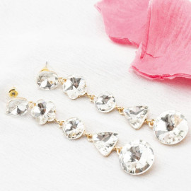 Gold-Toned Stone-Studded Geometric Drop Earrings 9835