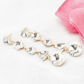 Gold-Toned Stone-Studded Geometric Drop Earrings 9835
