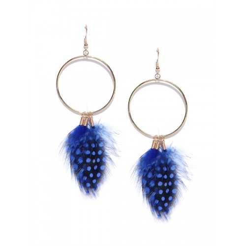 Blue Gold-Plated Circular Drop Earrings 9854