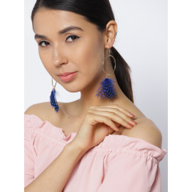 Blue Gold-Plated Circular Drop Earrings 9854