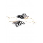 Black & White Gold-Plated Circular Drop Earrings 9855