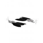 Oxidised Silver-Plated & Black Feather Shaped Drop Earrings 9865