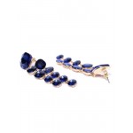 Navy Blue Gold-Plated Geometric Drop Earrings 9869