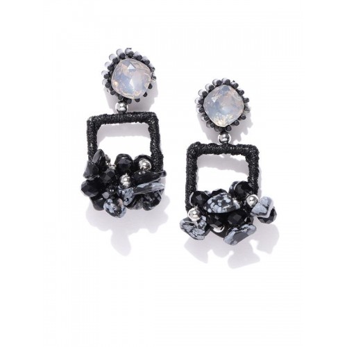 Arihant Black & Grey Handcrafted Contemporary Drop Earrings 9880