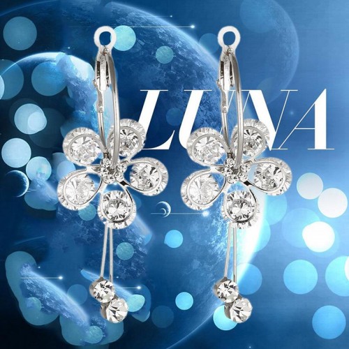 Floral Platinum Plated Crystal Earrings 1517
