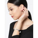 Arihant Designer Jewellery Multicoloured Rhodium-Plated Baroque Pearls Handcrafted Link Bracelet 63002