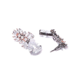Arihant Designer Jewellery Rhodium & Rose Gold-Plated Handcrafted Drop Earrings 64012