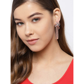 Arihant Designer Jewellery Rose Gold-Plated Handcrafted Tasselled Contemporary Drop Earrings 64014