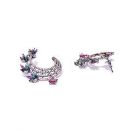 Arihant Designer Jewellery Pink Rose Gold & Rhodium-Plated Handcrafted Drop Earrings 64015