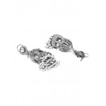 Arihant Designer Jewellery Gunmetal-Toned & Off-White Rhodium-Plated Handcrafted Jhumkas 64022