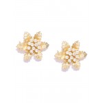 Arihant Designer Jewellery White Gold-Plated Handcrafted Floral Oversized Studs 64024