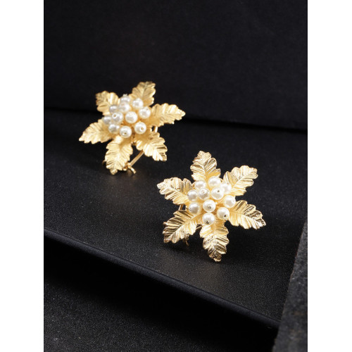 Arihant Designer Jewellery White Gold-Plated Handcrafted Floral Oversized Studs 64024