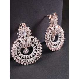 Arihant Designer Jewellery Rose Gold-Plated Handcrafted Circular Drop Earrings 64046
