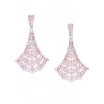 Arihant Designer Jewellery Rose Gold-Plated Stone-Studded Handcrafted Drop Earrings 64047