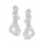 Arihant Designer Jewellery Silver-Toned Rhodium-Plated Handcrafted Floral Drop Earrings 64049
