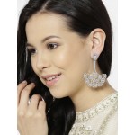Arihant Designer Jewellery Silver-Toned Rhodium-Plated Handcrafted Drop Earrings 64051