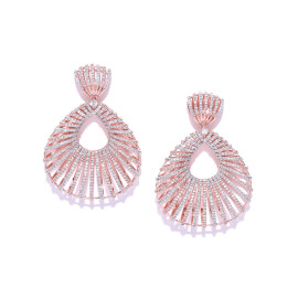 Arihant Designer Jewellery Rose Gold-Plated Handcrafted Teardrop Shaped Drop Earrings 64052