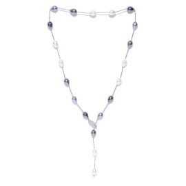 Arihant Designer Jewellery White Rhodium-Plated Baroque Pearls Handcrafted Necklace 63704