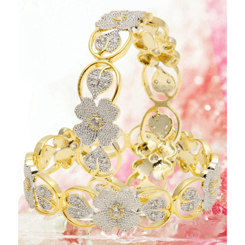 Arihant Gold Toned GP American Diamond Bangle Set 463