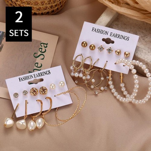 Arihant Gold Plated White Studs and Hoop Earrings ...