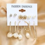 Arihant Gold Plated White Studs and Hoop Earrings Set of 12