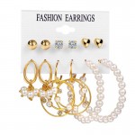 Arihant Gold Plated White Studs and Hoop Earrings Set of 12