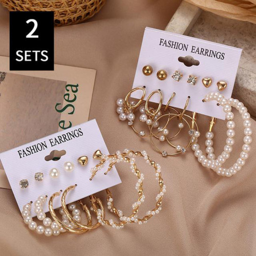 Arihant Gold Plated White Studs and Hoop Earrings ...