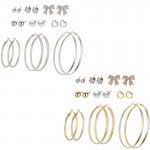 Arihant Gold Plated Multi Studs and Hoop Earrings Set of 12