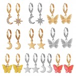 Arihant Gold and Silver Plated Set of 16 Butterfly inspired Drop, Hoop and Stud Earrings Combo For Women and Girls