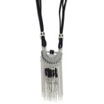Platinum Plated Long Chain Statement Choker Necklace 1124