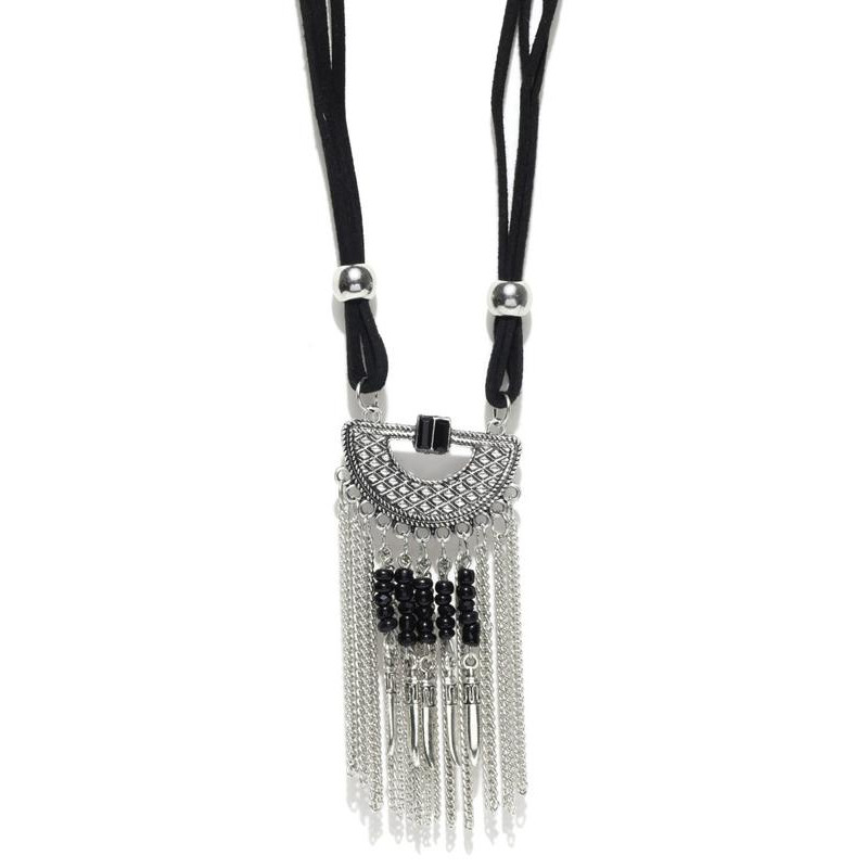 Platinum Plated Long Chain Statement Choker Necklace 1124