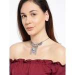 Platinum Plated Long Chain Statement Cleopatra Style Choker Necklace 1127