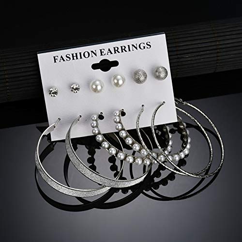 Arihant Exclusive AAA AD & Pearl Splendid 6 Pair of Stud & Hoop Earrings For Women/Girls PC-ERG-141