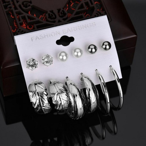 Arihant Delicate Leaf Pearl & AD Fabulous 6 Pair of Stud & Drop Earrings For Women/Girls PC-ERG-143