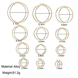 Arihant Elegant Steampunk Round Small to Big 12 Pair of Hoop Earrings For Women/Girls PC-ERG-146