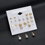 Arihant Glitzy AAA AD Heart Round and Geometric Plushy 12 Pair of Stud Earrings For Women/Girls PC-ERG-149