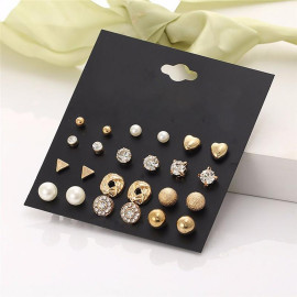 Arihant Glitzy AAA AD Heart Round and Geometric Plushy 12 Pair of Stud Earrings For Women/Girls PC-ERG-149