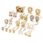 Arihant Glitzy AAA AD Heart Round and Geometric Plushy 12 Pair of Stud Earrings For Women/Girls PC-ERG-149